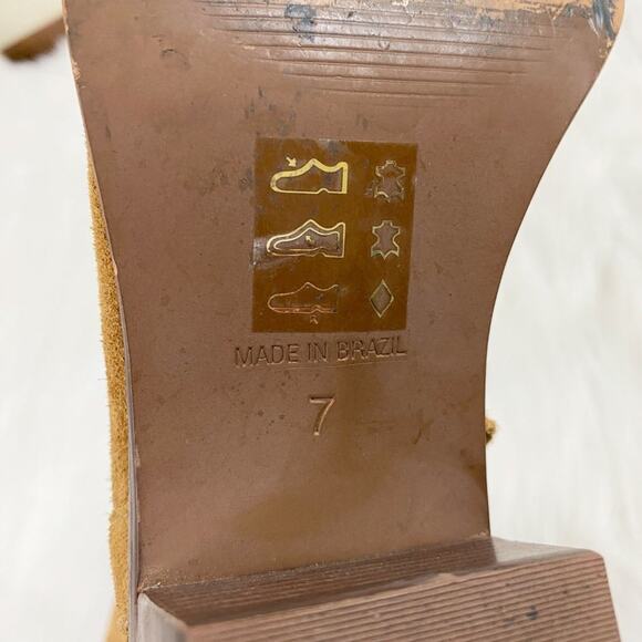 Madewell Tan Suede Western Style Ankle Boots Side Zip Made in Brazil Women's 7 - Picture 7 of 10